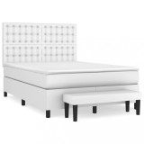 Cumpara ieftin Pat box spring cu saltea, alb, 140x190 cm, piele ecologica