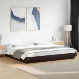 Cadru de pat negru 180x200 cm din lemn prelucrat