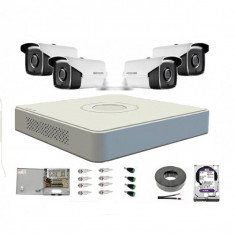 Kit 4 camere supraveghere TurboHD 5MP HikVision, Exterior + DVR 5MP HikVision + Sursa + Cablu + HDD 1TB foto