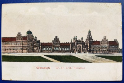 Bucovina - 1921 - Cernauti Czernowitz - Resedinta - Gr. or. Erzb. Residenz - printata, circulata, 1 timbru intact, stampila mica interesanta 16 FILL foto
