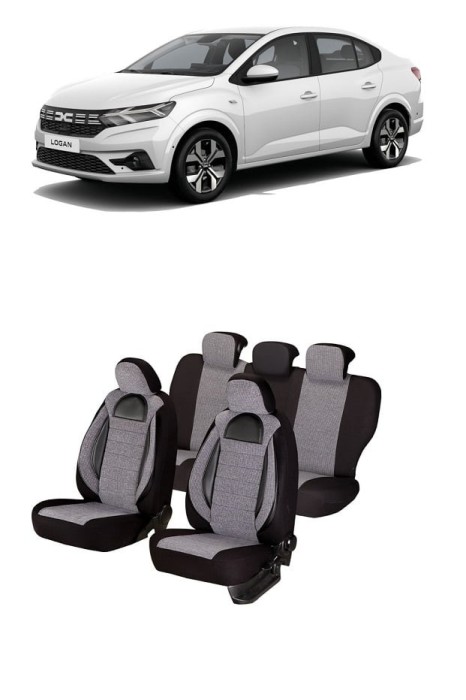 Set huse scaune piele si textil compatibile Dacia Logan III (2021-2025)