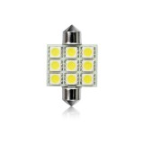Set 2 becuri auto Vecta cu 9 leduri SMD 12V T11x36mm C5W alb sofit Festoon 5050SMD AutoDrive ProParts
