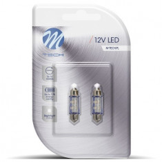 Set 2 Buc Bec Led M-Tech C5W 12V SV8,5-8 Albastru LB043B