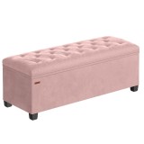 SONGMICS Bancuta depozitare cu picioare, velur matlasat, 103 litri, 110x40x40 cm, roz Household NewTrend