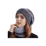 Set pălărie tricotată pentru femei, pălărie de iarnă și eșarfă, caldă și moale, set de căciulă și eșarfă &icirc;n buclă tricotată pentru toamnă
