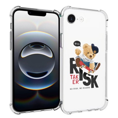 Husa antisoc pentru iphone 16e, airbag pro, transparent, risk taker foto