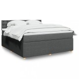 VidaXL Pat box spring cu saltea, gri &icirc;nchis, 180x200 cm, textil 3287550