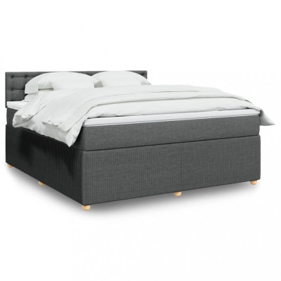 vidaXL Pat box spring cu saltea, gri &amp;icirc;nchis, 180x200 cm, textil 3287550 foto