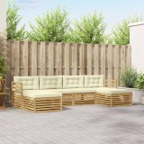 vidaXL Set de canapele de exterior 6 pcs Alb și crem 3390905