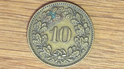 Elvetia - moneda de colectie rara - 10 rappen 1918 varianta alama - Libertas - impecabila ! - pentru cunoscatori foto