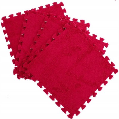 Set 10 piese covor tip puzzle, flippy, spuma eva, pufos, 30 x 30 x 1 cm, rosu foto