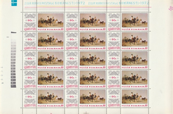 Romania 1972 - #812 Ziua Marcii Postale Romanesti - COALA COMPLETA 1v MNH
