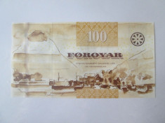 Rara! Insulele Faroe/Faeroe/Foroyar 100 Kronur 2011 UNC foto