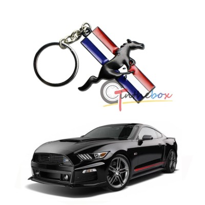 Breloc auto metal pentru Ford Mustang negru + ambalaj cadou foto