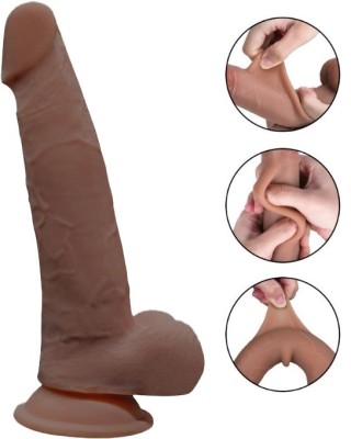 Dildo Grey Sliding&amp;amp;Bendable, TPE Strat Dublu, Caramel, 22 cm, Mokko Toys foto