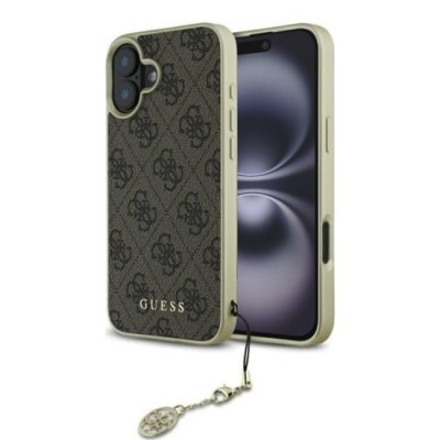 Husa pentru iPhone 16 - Guess Hardcase 4G Charms Collection (GUHCP16SGF4GBR) - Brown foto