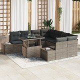 vidaXL Set canapele de grădină - 9 piese cu perne gri din ratan sintetic