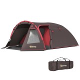 Cort camping, 2-4 persoane, impermeabil, cu vestibul, geanta, gri inchis, 360x250x130 cm, ART