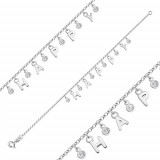 Bratara din argint 925 - inscriptia &amp;quot;HAPPY&amp;quot; formata din litere, zirconii rotunde transparente