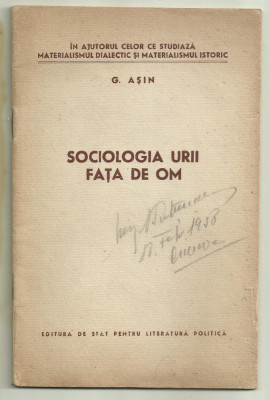 G.Asin / SOCIOLOGIA URII FATA DE OM - 1958 foto