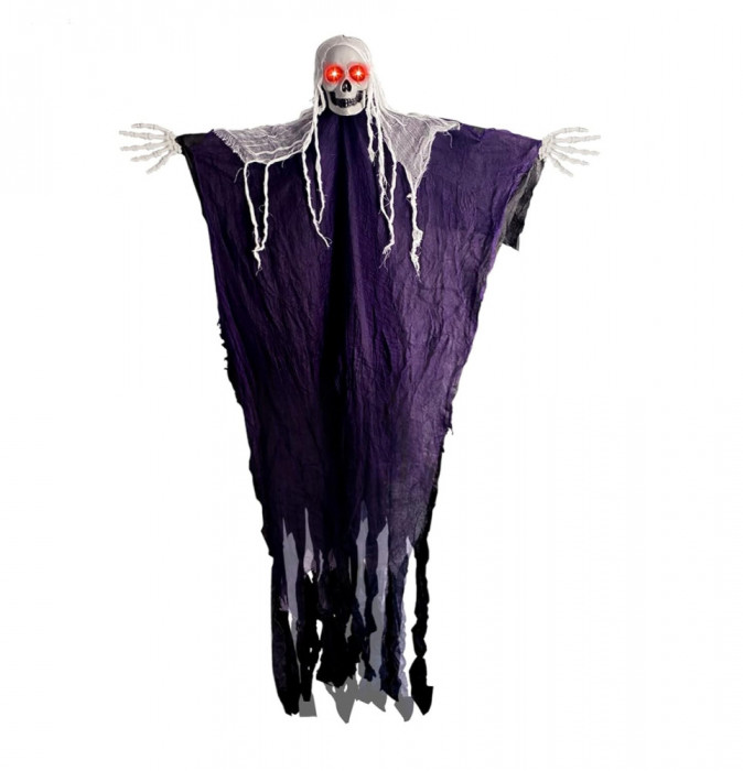 Schelet Halloween Yomiqiu, inaltime totala 180 cm, cu ochi luminosi si sunete