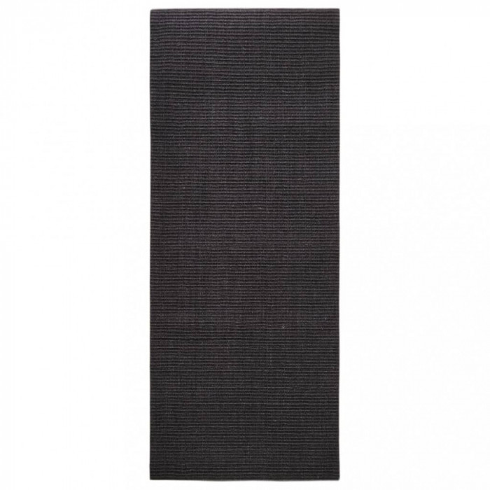 Covor din sisal natural, negru, 80x200 cm