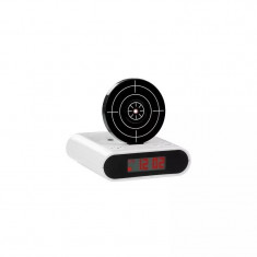 Ceas desteptator cu oprire alarma cu pistol infrarosu, afisaj LCD, Gonga® Alb