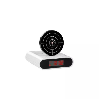 Ceas desteptator cu oprire alarma cu pistol infrarosu, afisaj LCD, Gonga&amp;reg; Alb foto