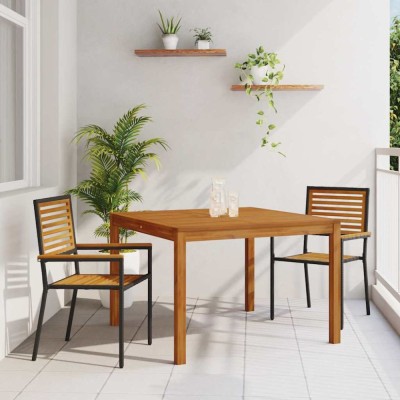 vidaXL Set de masă pentru grădină 3 pcs Negru Rattan poli foto