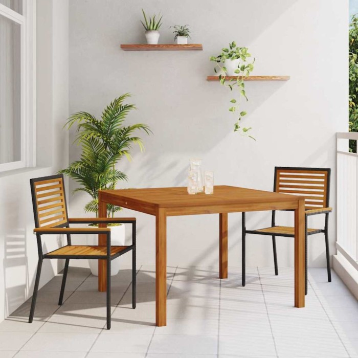 vidaXL Set de masă pentru grădină 3 pcs Negru Rattan poli