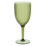 Pahar Vin Plastic, Model Frunze Tropicale, Culoare Verde, Capacitate 0,4 L, Oem