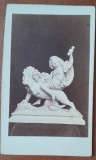 Fotografie tip CDV, sculptura Cupidon pe Leu