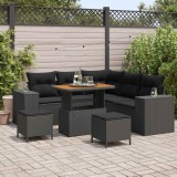 vidaXL Set de canapele pentru grădină cu pernă cu pernă 8 pcs Negru 3363954