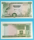 Uganda 100 Shillings 1966, Bancnota UNC, Serie A/8 661579, Cocor Incoronat, P#5