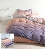 Lenjerie Pat Bumbac 4 Piese Cu Elastic Lila Roz 180x200cm