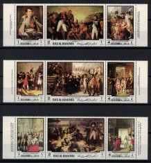 RAS AL KHAIMA 1970 - Picturi, istorie franceza /serie completa MNH (2 imagini)