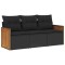 Set mobilier de gradina cu perne, 3 piese, negru, poliratan