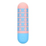 Vibrator bullet S-LINE Bone to be Wild, pentru stimularea clitorisului, design cu cranii, 10 funcții de vibrație, roz cu albastru