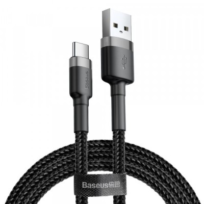 Cablu Date si Incarcare USB-A - USB-C Baseus Cafule, 18W, 3m, Gri CATKLF-UG1 foto
