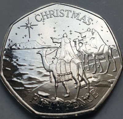 Monedă 50 pence 2022 Gibraltar, Christmas, Three Wise Men , unc foto