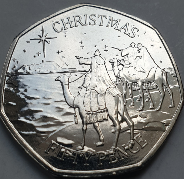 Monedă 50 pence 2022 Gibraltar, Christmas, Three Wise Men , unc
