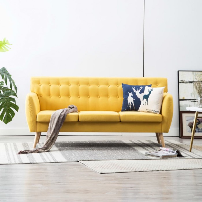 Gossi canapea cu 3 locuri, material textil, 172 x 70 x 82 cm, galben