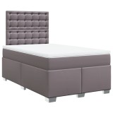 Cumpara ieftin Pat box spring cu saltea, gri, 120x200 cm, piele ecologica