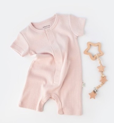 Salopeta cu pantaloni scurti - 100% bumbac organic - Roz, BabyCosy (Marime: 3-6 Luni) foto