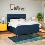 VidaXL Pat box spring cu saltea, albastru, 180x200 cm, material textil 3294448