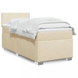 Cumpara ieftin Pat box spring cu saltea, crem, 100x200 cm, textil