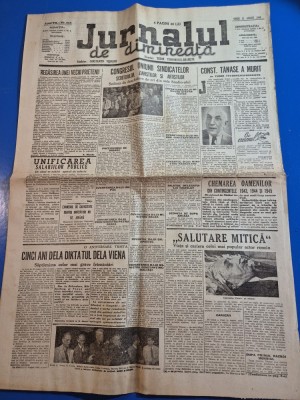 ziarul jurnalul de dimineata 31 august 1945 - moartea actorului constantin tanase foto