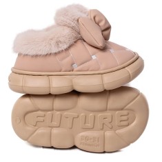 Ghete imblanite pentru copii, cu talpa groasa si fundite decorative, pentru interior si exterior, marimea 31, Roz