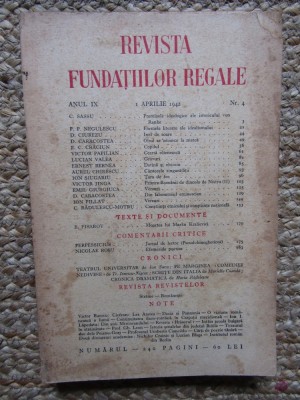 Revista Fundatiilor Regale - Anul IX 1APRILIE 1942 Nr. 4 foto