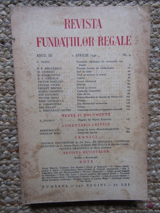 Revista Fundatiilor Regale - Anul IX 1APRILIE 1942 Nr. 4